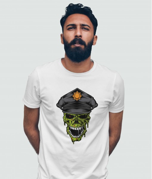 Мъжка тениска с щампа Готика Police skull - TShirtArtShop.com